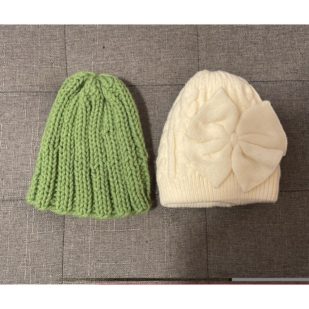 Lot Of 2 Crocheted Baby Hats
